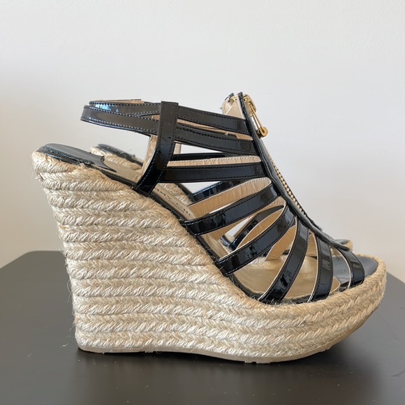 Jimmy Choo Shoes Jimmy Choo Black Patent Leather Zipper Espadrille